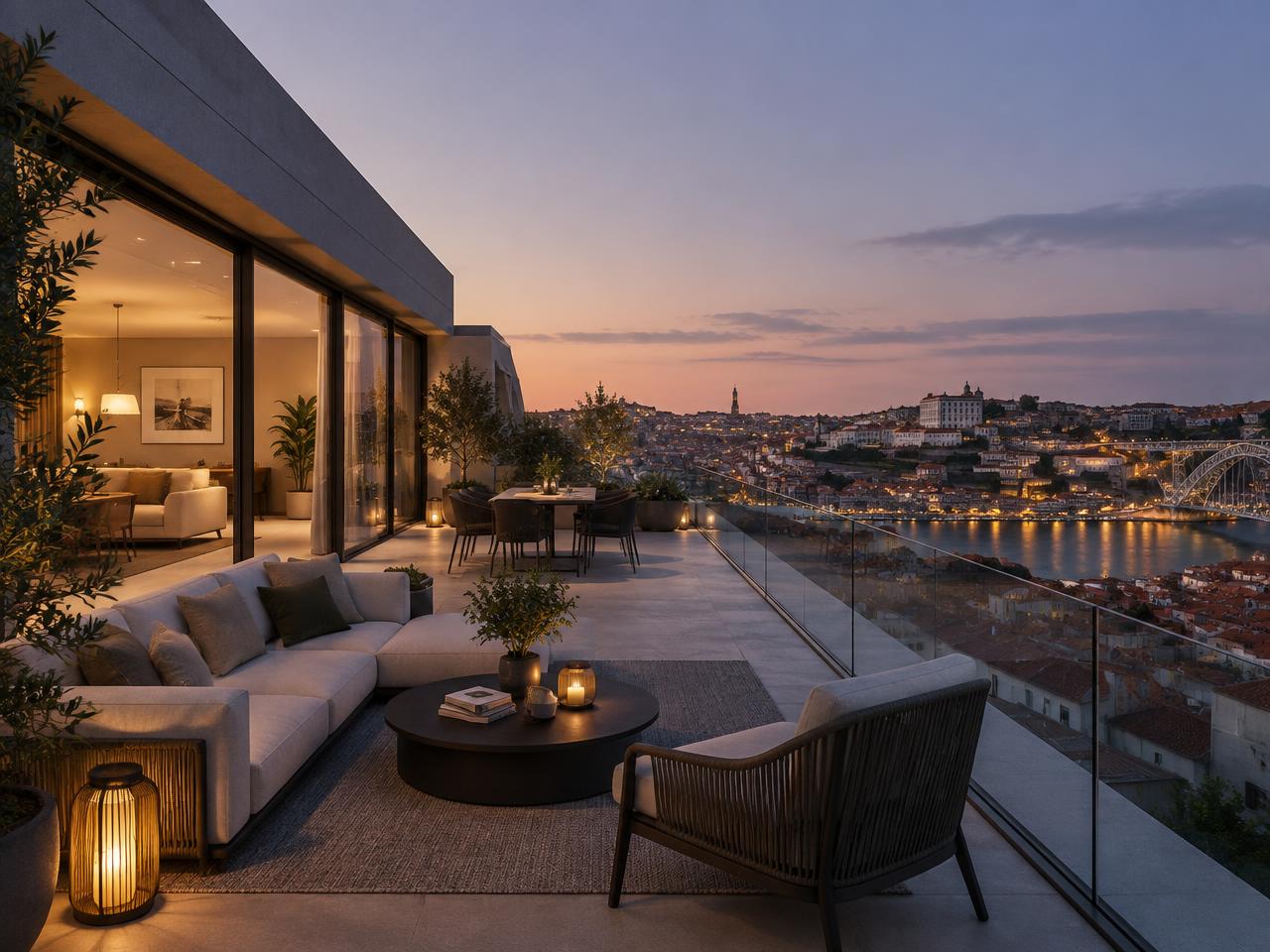 Terraço da cobertura com vista sobre o Porto